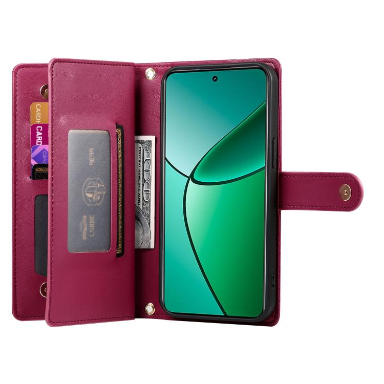 Nine Card-slot Zipper Wallet Bag Leather Phone Case, For Realme 14 / Realme P3 5G, For Realme 14 Pro+, For Realme 14 Pro, For Realme C75 / Realme 14x