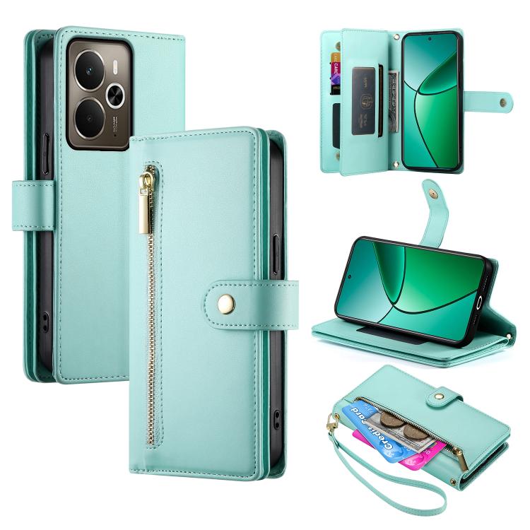 Nine Card-slot Zipper Wallet Bag Leather Phone Case, For Realme 14 / Realme P3 5G, For Realme 14 Pro+, For Realme 14 Pro, For Realme C75 / Realme 14x