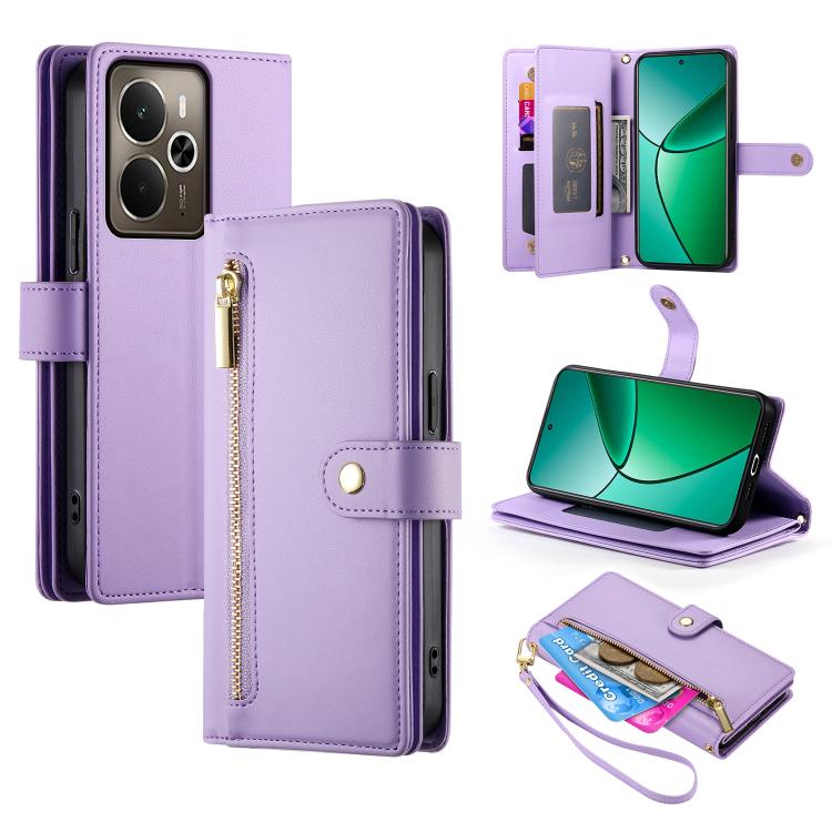Nine Card-slot Zipper Wallet Bag Leather Phone Case, For Realme 14 / Realme P3 5G, For Realme 14 Pro+, For Realme 14 Pro, For Realme C75 / Realme 14x