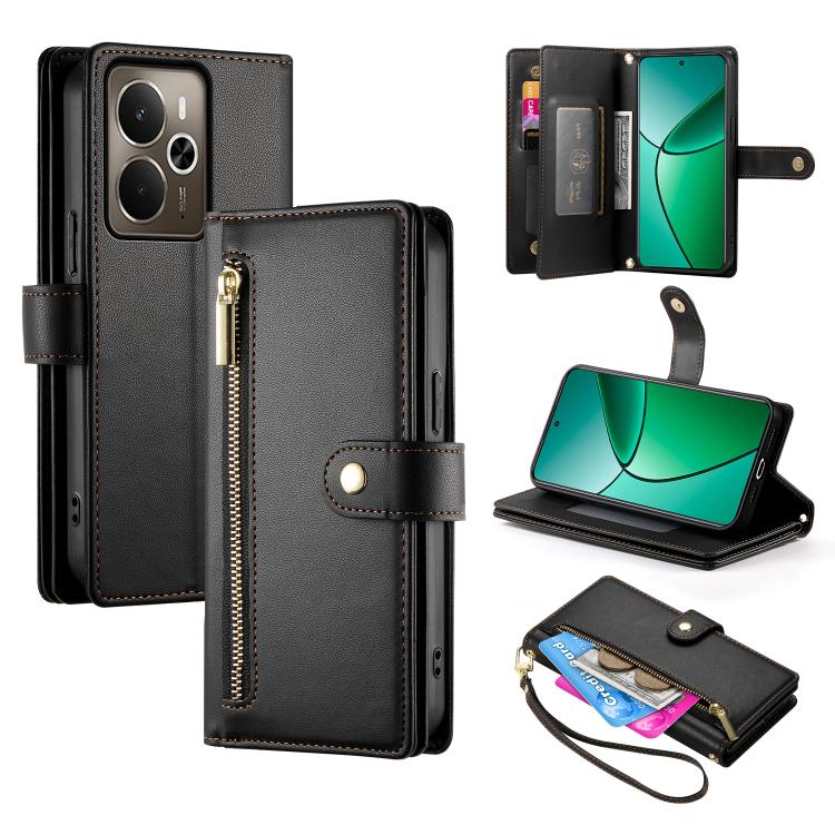 Nine Card-slot Zipper Wallet Bag Leather Phone Case, For Realme 14 / Realme P3 5G, For Realme 14 Pro+, For Realme 14 Pro, For Realme C75 / Realme 14x