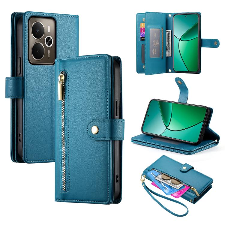 Nine Card-slot Zipper Wallet Bag Leather Phone Case, For Realme 14 / Realme P3 5G, For Realme 14 Pro+, For Realme 14 Pro, For Realme C75 / Realme 14x