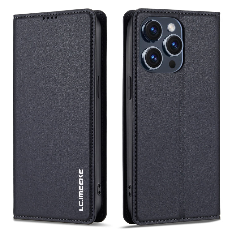For iPhone 14 Pro Max LC.IMEEKE L1 Series Frosted Fine Texture PU Phone Case(Black)
