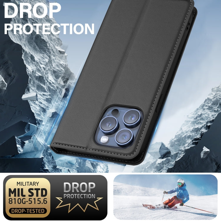 For iPhone 14 Pro Max LC.IMEEKE L1 Series Frosted Fine Texture PU Phone Case(Black)