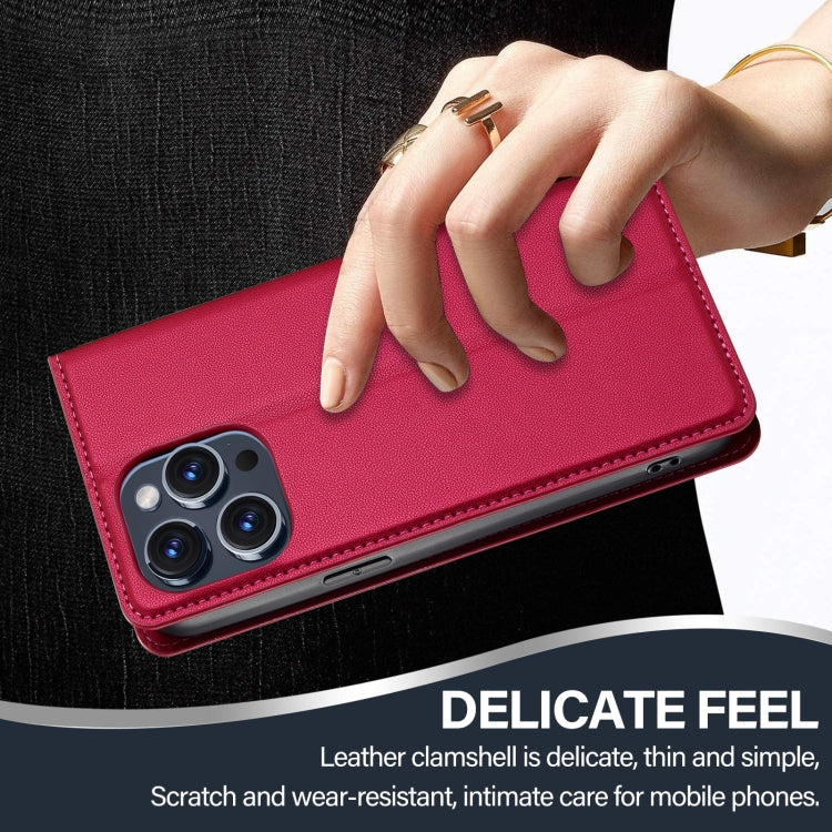 For iPhone 14 Pro Max LC.IMEEKE L1 Series Frosted Fine Texture PU Phone Case(Red)