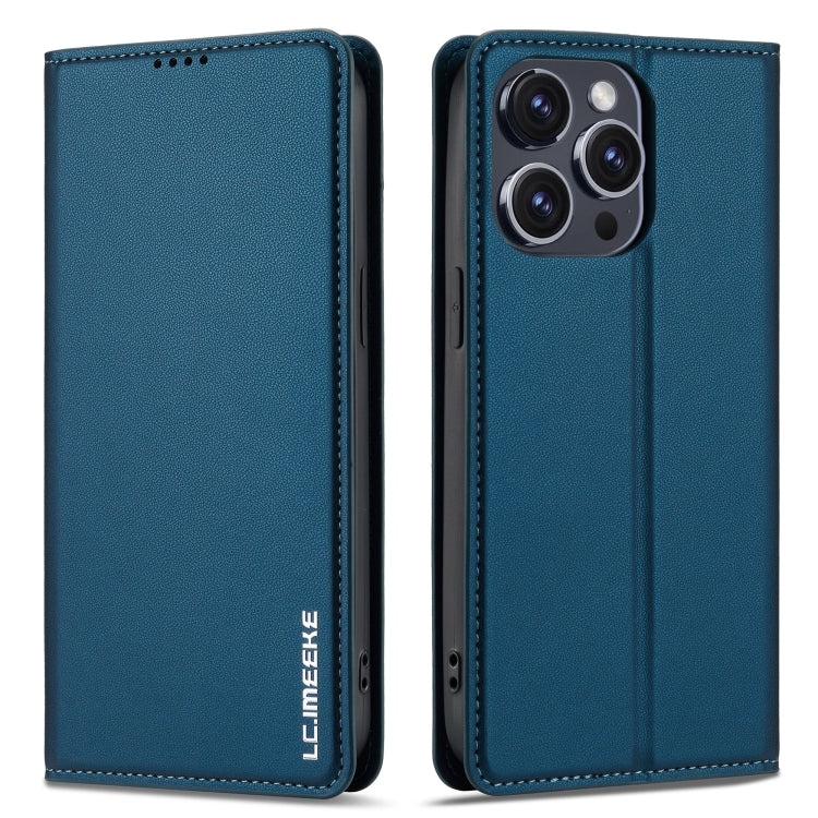 For iPhone 14 Pro LC.IMEEKE L1 Series Frosted Fine Texture PU Phone Case(Blue)
