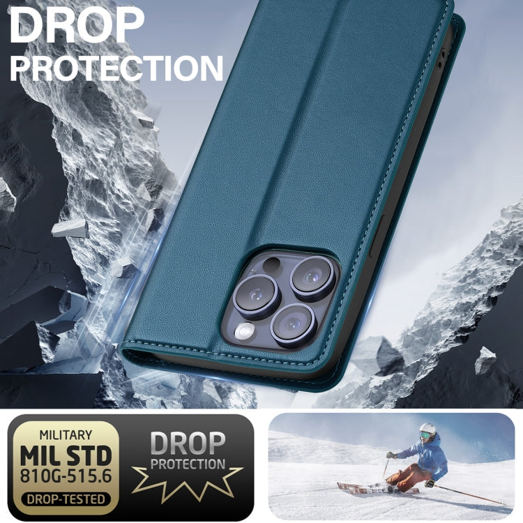 For iPhone 14 Pro LC.IMEEKE L1 Series Frosted Fine Texture PU Phone Case(Blue)