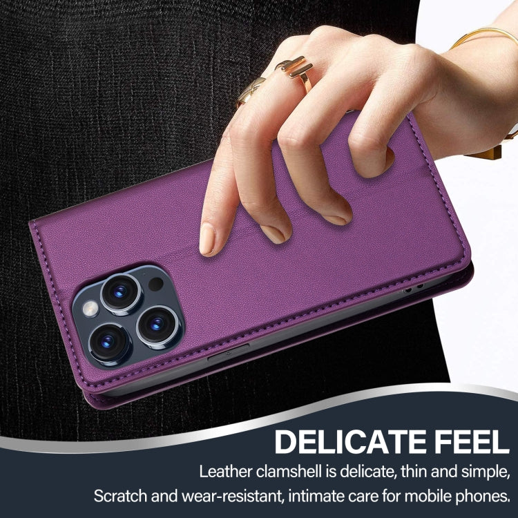 For iPhone 14 Pro LC.IMEEKE L1 Series Frosted Fine Texture PU Phone Case(Purple)