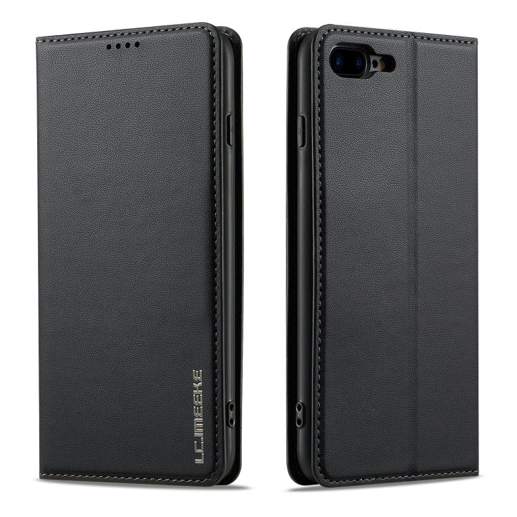 For iPhone 7 Plus / 8 Plus LC.IMEEKE L1 Series Frosted Fine Texture PU Phone Case(Black)