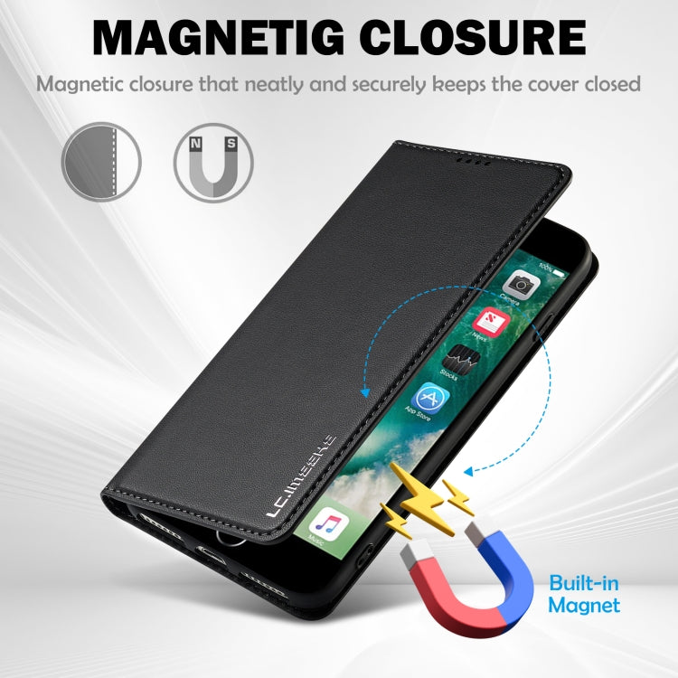 For iPhone 7 Plus / 8 Plus LC.IMEEKE L1 Series Frosted Fine Texture PU Phone Case(Black)