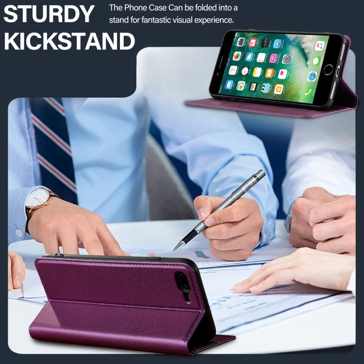 For iPhone 7 Plus / 8 Plus LC.IMEEKE L1 Series Frosted Fine Texture PU Phone Case(Purple)