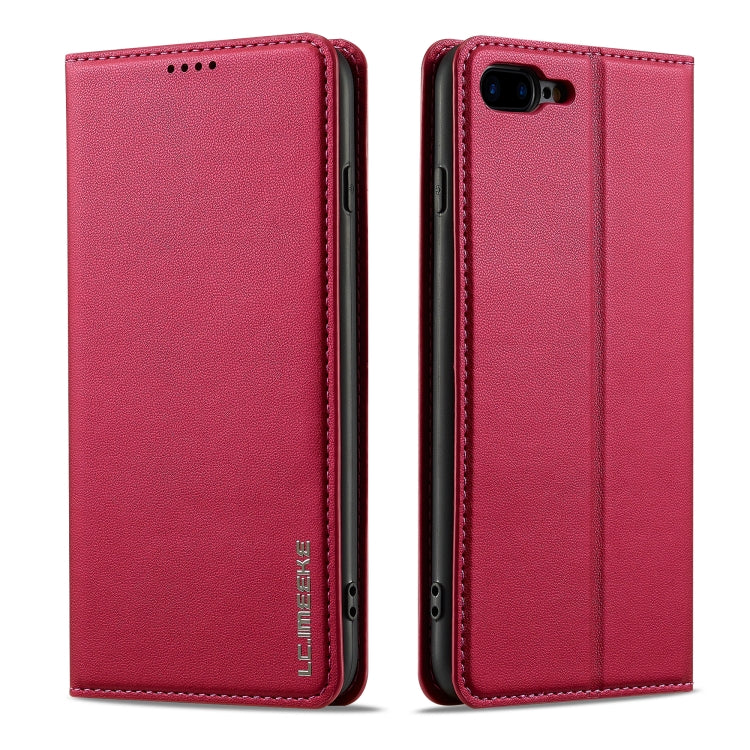 For iPhone 7 Plus / 8 Plus LC.IMEEKE L1 Series Frosted Fine Texture PU Phone Case(Red)