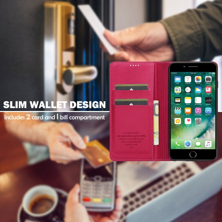 For iPhone 7 Plus / 8 Plus LC.IMEEKE L1 Series Frosted Fine Texture PU Phone Case(Red)
