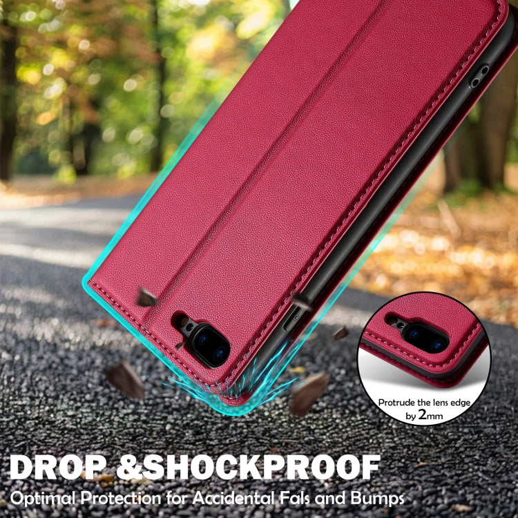 For iPhone 7 Plus / 8 Plus LC.IMEEKE L1 Series Frosted Fine Texture PU Phone Case(Red)