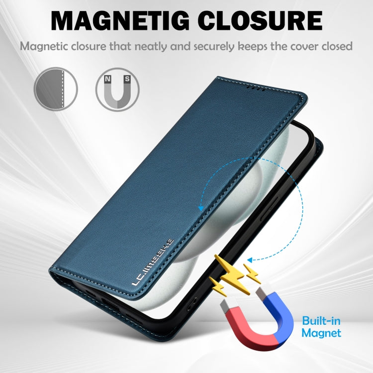 For iPhone 15 LC.IMEEKE L1 Series Frosted Fine Texture PU Phone Case(Blue)