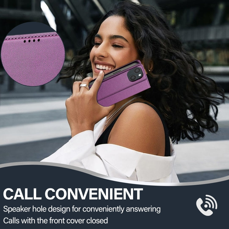For iPhone 15 LC.IMEEKE L1 Series Frosted Fine Texture PU Phone Case(Purple)