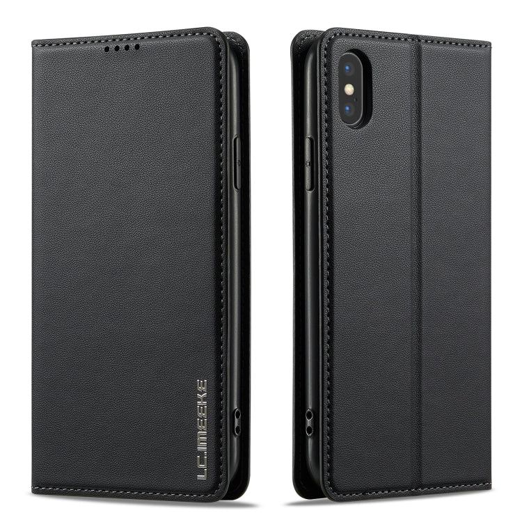 For iPhone XS Max LC.IMEEKE L1 Series Frosted Fine Texture PU Phone Case(Black)