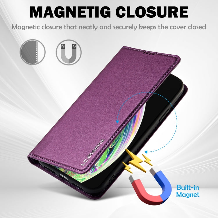 For iPhone XS Max LC.IMEEKE L1 Series Frosted Fine Texture PU Phone Case(Purple)