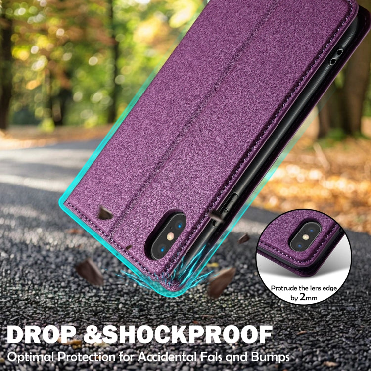 For iPhone XS Max LC.IMEEKE L1 Series Frosted Fine Texture PU Phone Case(Purple)