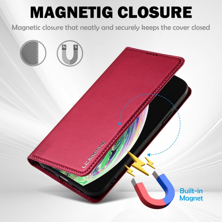 For iPhone XS Max LC.IMEEKE L1 Series Frosted Fine Texture PU Phone Case(Red)