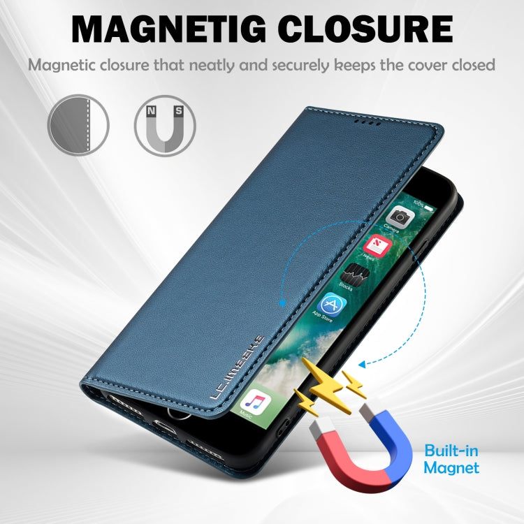 For iPhone 7 / 8 / SE 2020 LC.IMEEKE L1 Series Frosted Fine Texture PU Phone Case(Blue)
