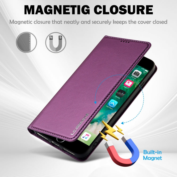 For iPhone 7 / 8 / SE 2020 LC.IMEEKE L1 Series Frosted Fine Texture PU Phone Case(Purple)