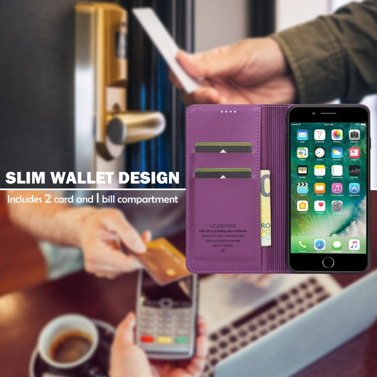 For iPhone 7 / 8 / SE 2020 LC.IMEEKE L1 Series Frosted Fine Texture PU Phone Case(Purple)