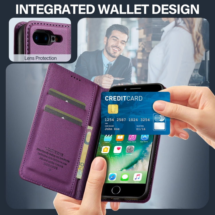 For iPhone 7 / 8 / SE 2020 LC.IMEEKE L1 Series Frosted Fine Texture PU Phone Case(Purple)