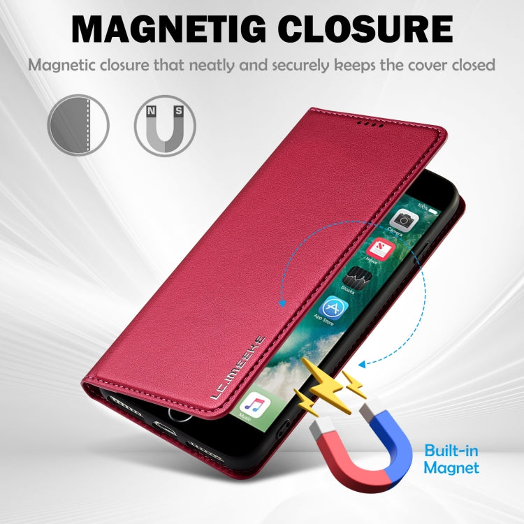 For iPhone 7 / 8 / SE 2020 LC.IMEEKE L1 Series Frosted Fine Texture PU Phone Case(Red)