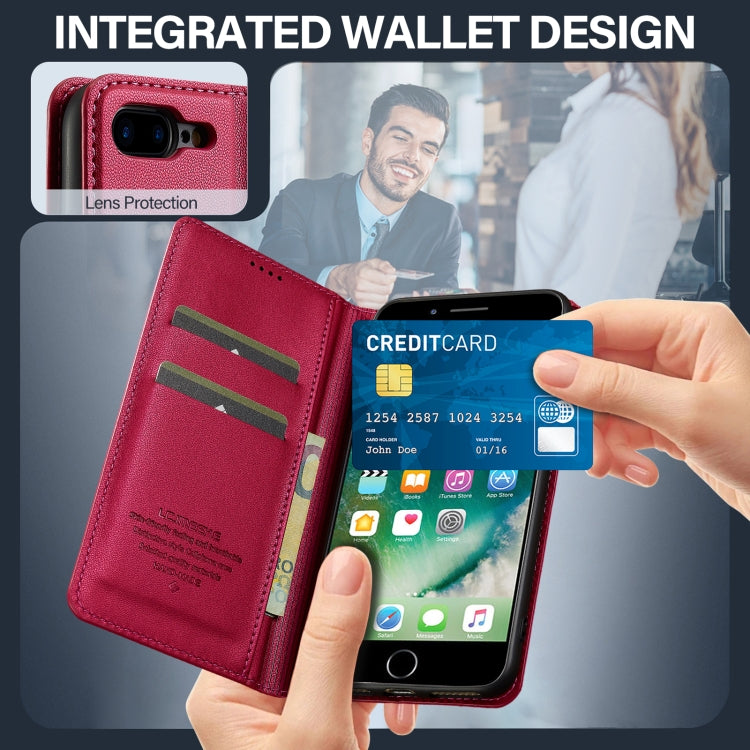 For iPhone 7 / 8 / SE 2020 LC.IMEEKE L1 Series Frosted Fine Texture PU Phone Case(Red)