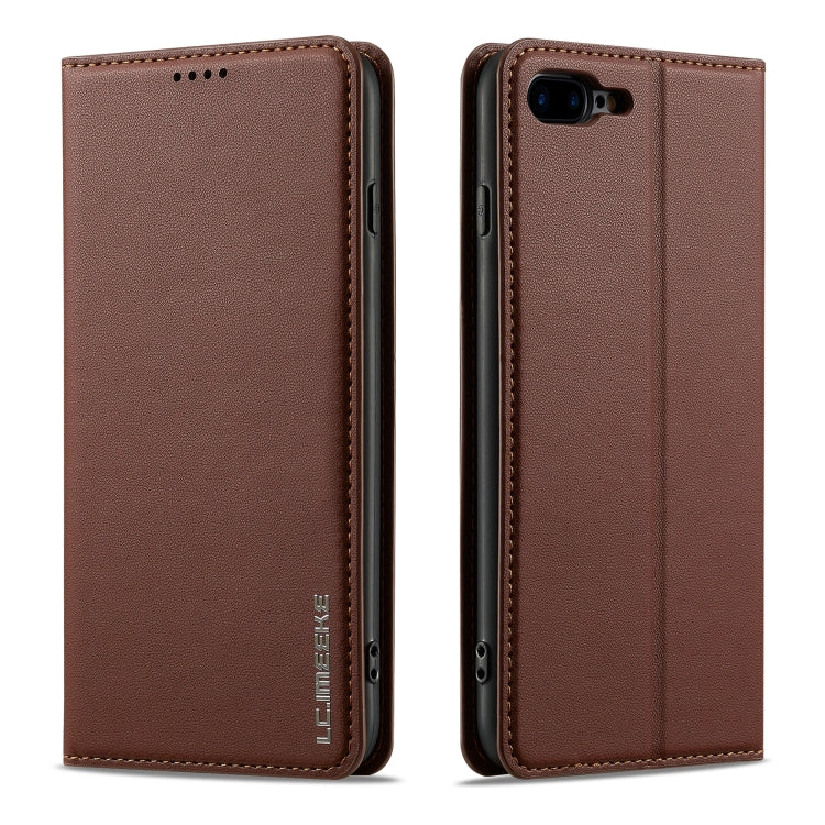 For iPhone SE 2022 LC.IMEEKE L1 Series Frosted Fine Texture PU Phone Case(Brown)