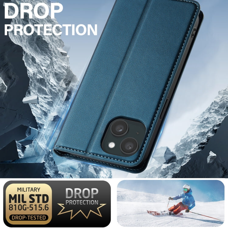 For iPhone 14 / 13 LC.IMEEKE L1 Series Frosted Fine Texture PU Phone Case(Blue)