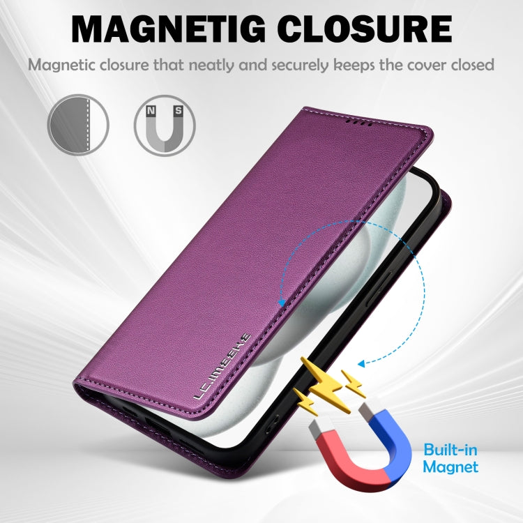 For iPhone 14 / 13 LC.IMEEKE L1 Series Frosted Fine Texture PU Phone Case(Purple)