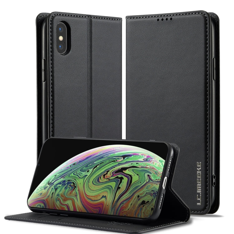For iPhone X / XS LC.IMEEKE L1 Series Frosted Fine Texture PU Phone Case(Black)