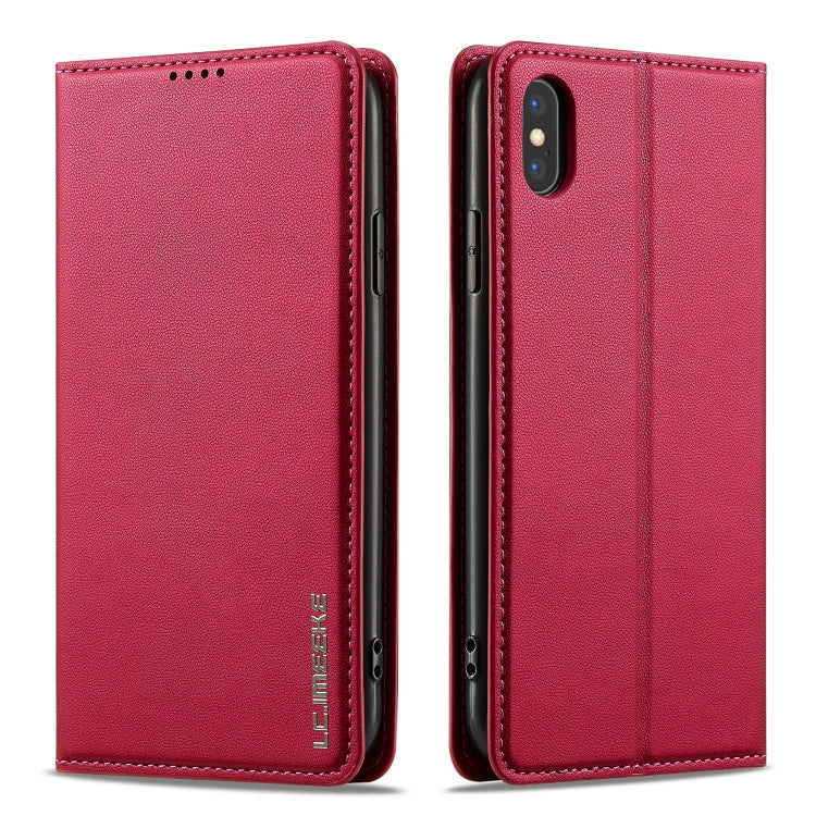 For iPhone X / XS LC.IMEEKE L1 Series Frosted Fine Texture PU Phone Case(Red)