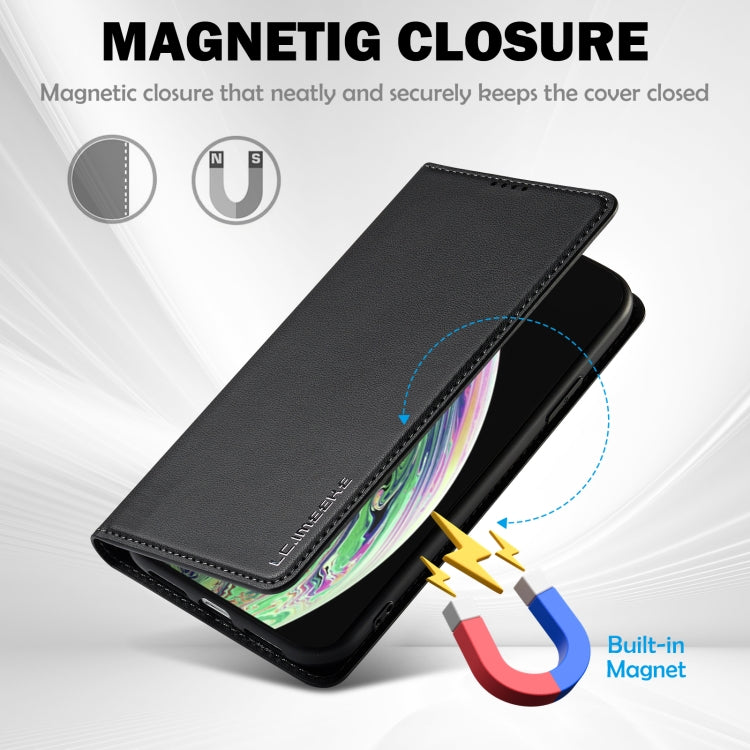 For iPhone XR LC.IMEEKE L1 Series Frosted Fine Texture PU Phone Case(Black)