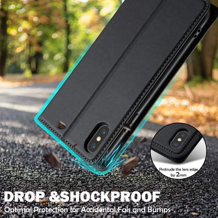 For iPhone XR LC.IMEEKE L1 Series Frosted Fine Texture PU Phone Case(Black)