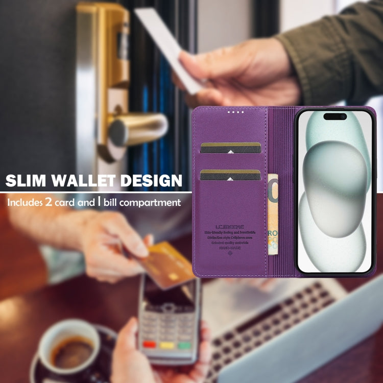 For iPhone XR LC.IMEEKE L1 Series Frosted Fine Texture PU Phone Case(Purple)