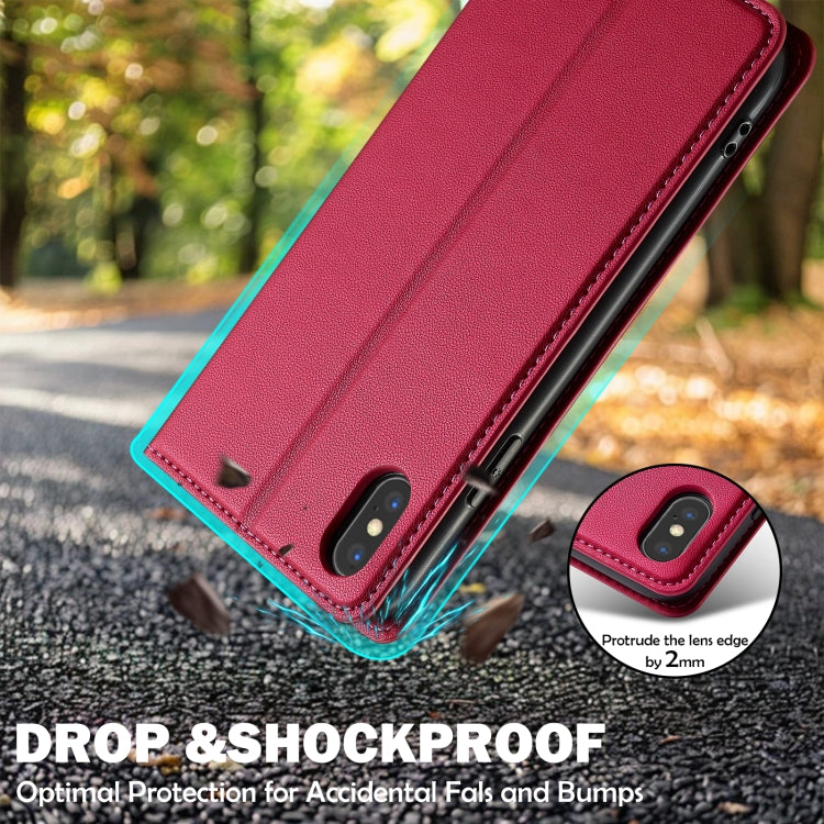 For iPhone XR LC.IMEEKE L1 Series Frosted Fine Texture PU Phone Case(Red)