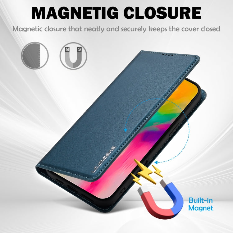 For iPhone 16 Pro Max LC.IMEEKE L1 Series Frosted Fine Texture PU Phone Case(Blue)