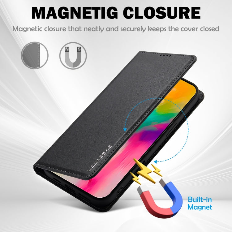 For iPhone 16 Pro LC.IMEEKE L1 Series Frosted Fine Texture PU Phone Case(Black)