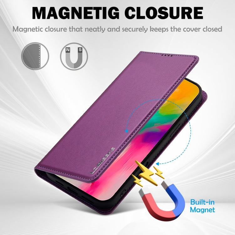 For iPhone 16 Pro LC.IMEEKE L1 Series Frosted Fine Texture PU Phone Case(Purple)