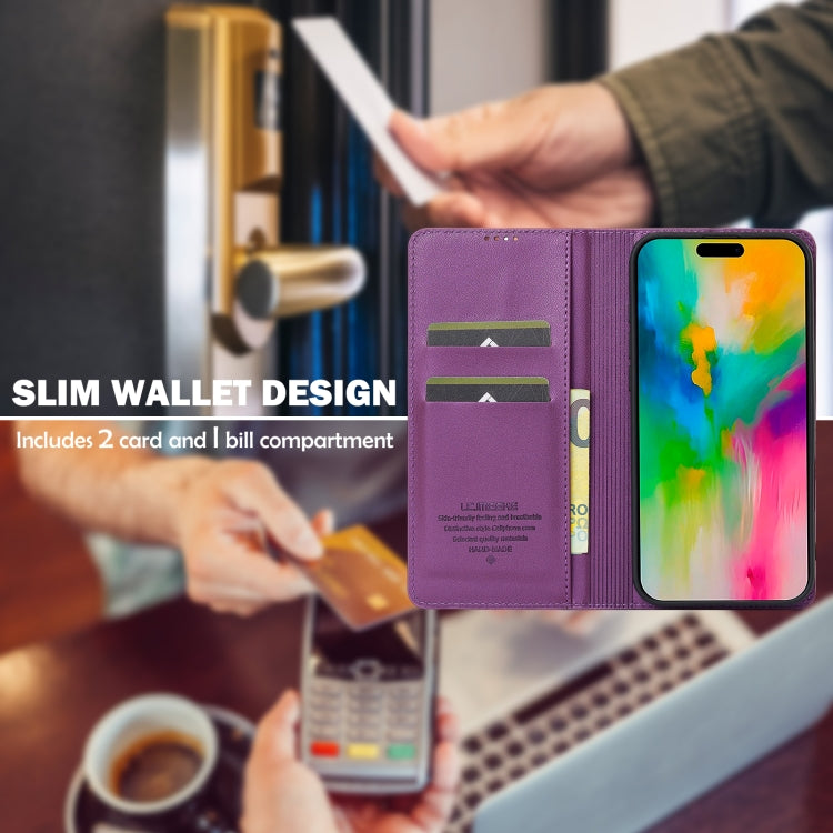 For iPhone 16 Pro LC.IMEEKE L1 Series Frosted Fine Texture PU Phone Case(Purple)