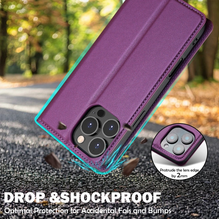 For iPhone 16 Pro LC.IMEEKE L1 Series Frosted Fine Texture PU Phone Case(Purple)
