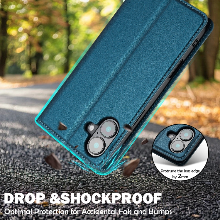 For iPhone 16 LC.IMEEKE L1 Series Frosted Fine Texture PU Phone Case(Blue)