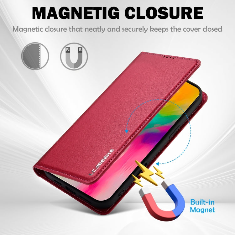 For iPhone 16 LC.IMEEKE L1 Series Frosted Fine Texture PU Phone Case(Red)