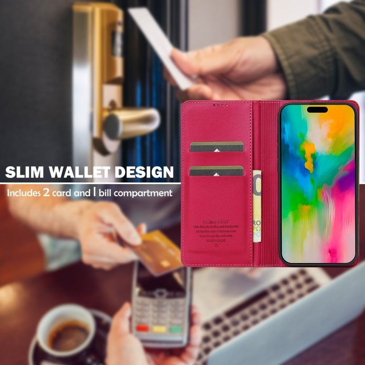 For iPhone 16 LC.IMEEKE L1 Series Frosted Fine Texture PU Phone Case(Red)