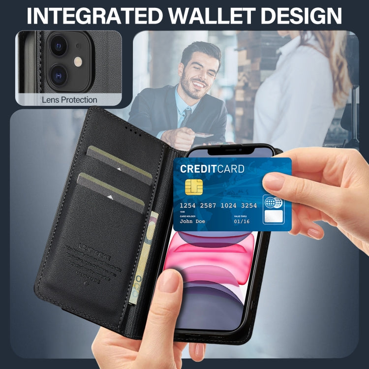 For iPhone 12 / 12 Pro LC.IMEEKE L1 Series Frosted Fine Texture PU Phone Case(Black)