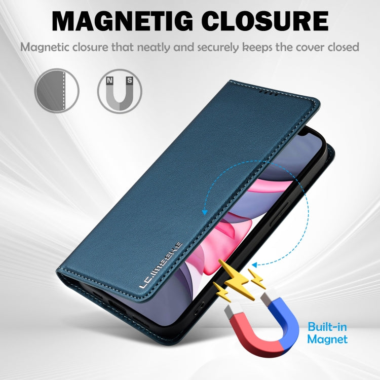 For iPhone 12 / 12 Pro LC.IMEEKE L1 Series Frosted Fine Texture PU Phone Case(Blue)