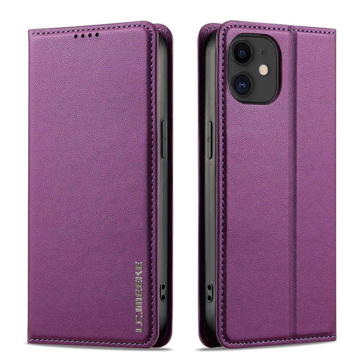 For iPhone 12 / 12 Pro LC.IMEEKE L1 Series Frosted Fine Texture PU Phone Case(Purple)