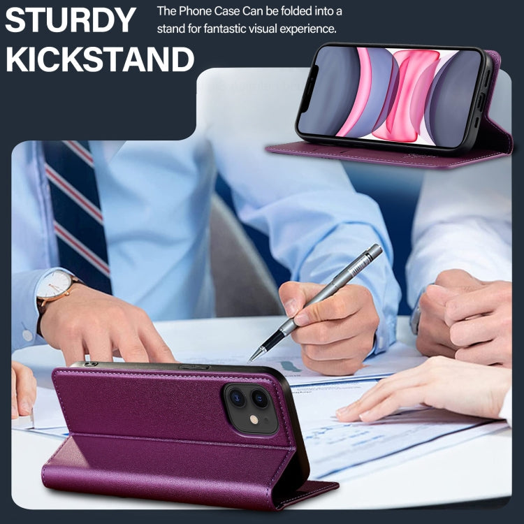 For iPhone 12 / 12 Pro LC.IMEEKE L1 Series Frosted Fine Texture PU Phone Case(Purple)
